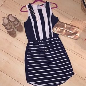 Navy and white striped Vince Camuto dress